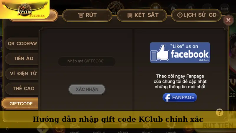 Hướng dẫn nhập gift code KClub chính xác