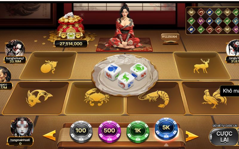 bảng cược tối giản trong game bầu cua 60s
